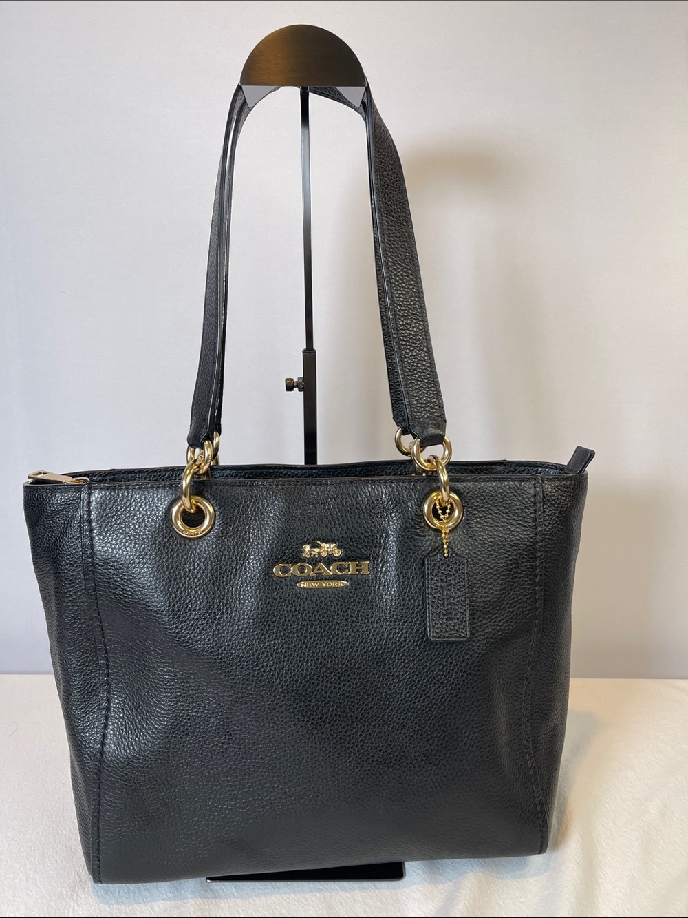 Coach K1997-F76701 Jess Zip Top Tote Black Pebble Leather Shoulder Bag